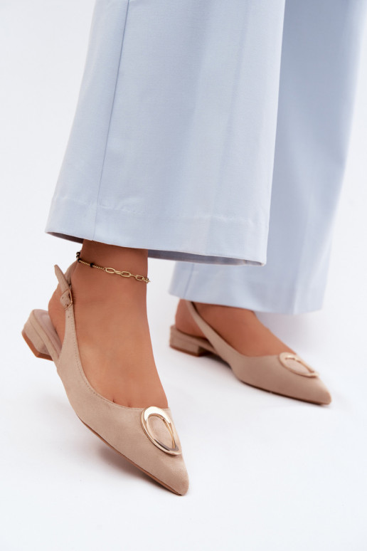 Sandali da donna con tacchi larghi con ornamenti beige Sparkle