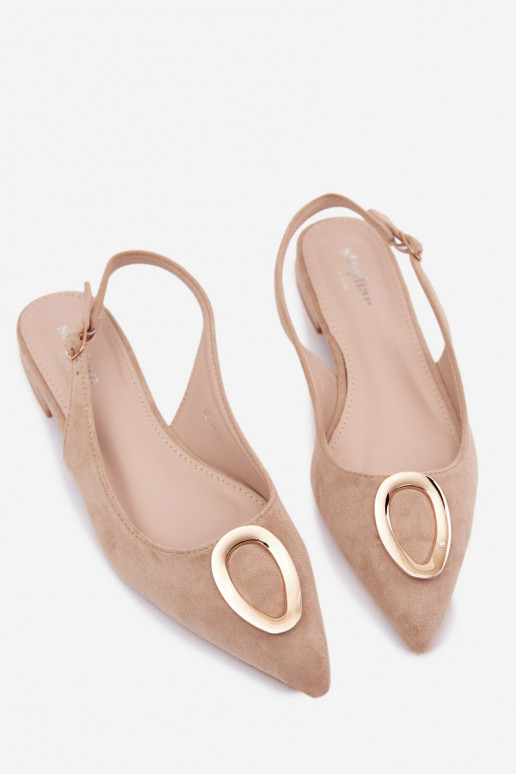 Sandali da donna con tacchi larghi con ornamenti beige Sparkle