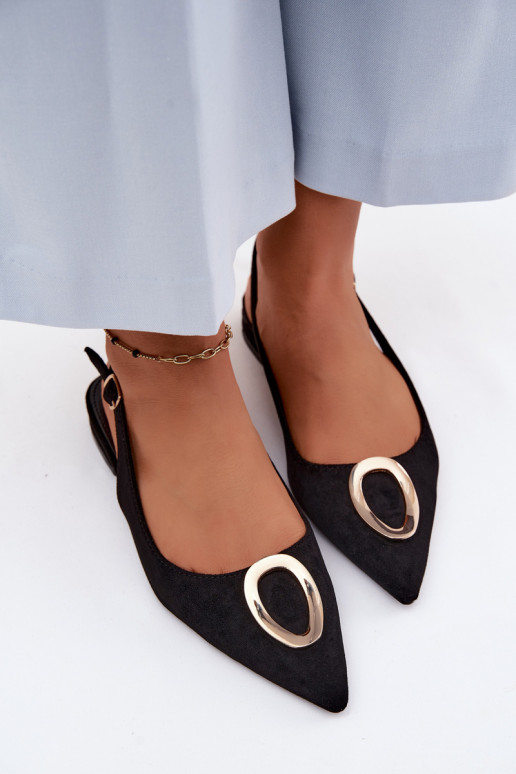 Sandali da donna con tacchi larghi con ornamenti colore nero Sparkle