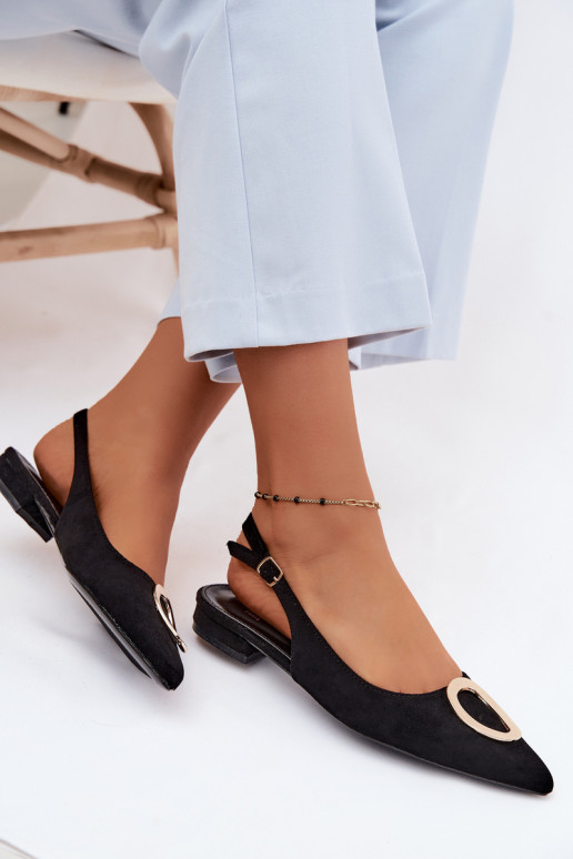 Sandali da donna con tacchi larghi con ornamenti colore nero Sparkle