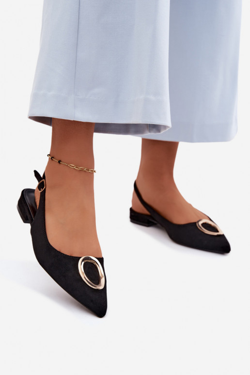 Sandali da donna con tacchi larghi con ornamenti colore nero Sparkle