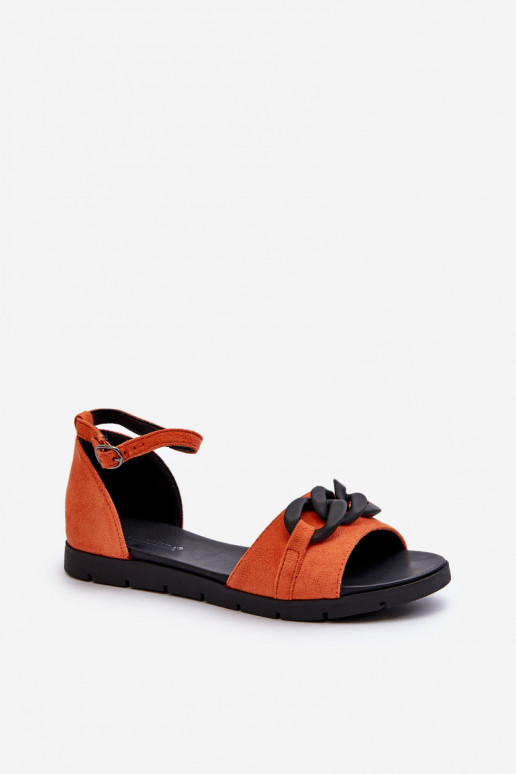 Sandali bassi da donna con catene Vinceza 17320 colore arancione