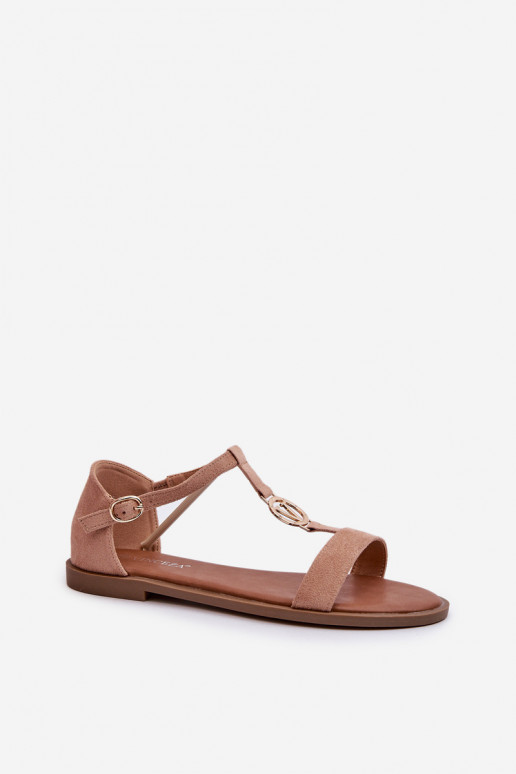 Sandali bassi da donna con dettagli dorati Vinceza 17321 beige