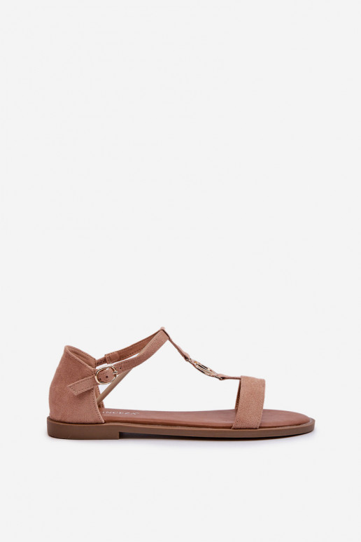 Sandali bassi da donna con dettagli dorati Vinceza 17321 beige