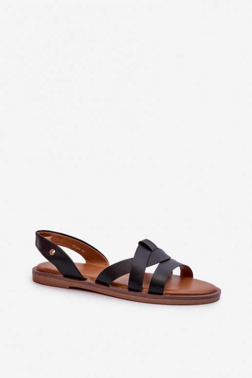 Sandali bassi da donna in ecopelle Vinceza 17347 colore nero