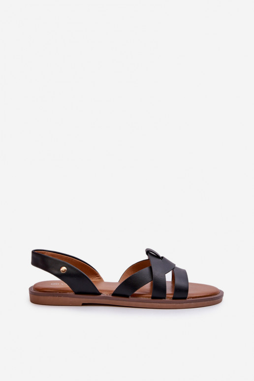 Sandali bassi da donna in ecopelle Vinceza 17347 colore nero