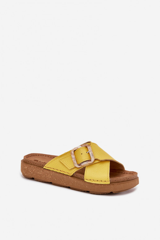 Ciabatte in pelle gialle da donna con fibbie Inblu ED0003IU