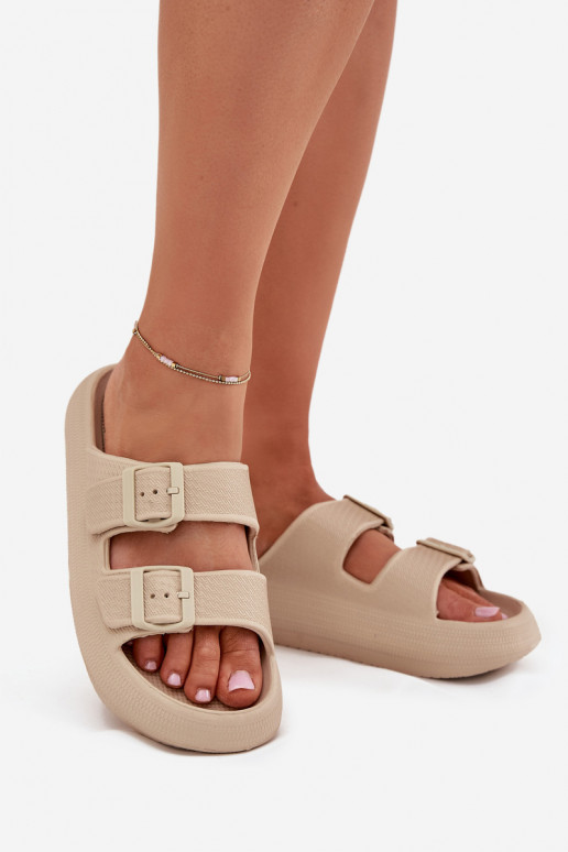 Ciabatte leggere da donna con fibbie in sabbia Vinceza 76056
