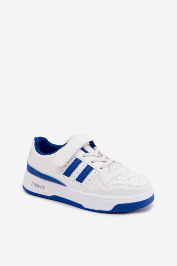 Sneakers per bambini con chiusure adesive bianche-blu Neressa