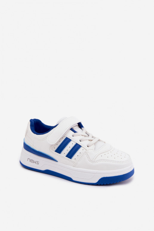 Sneakers per bambini con chiusure adesive bianche-blu Neressa