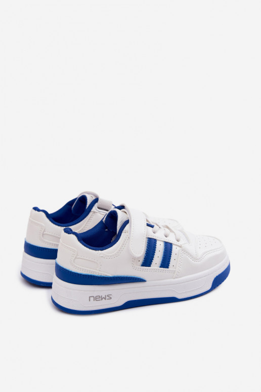 Sneakers per bambini con chiusure adesive bianche-blu Neressa