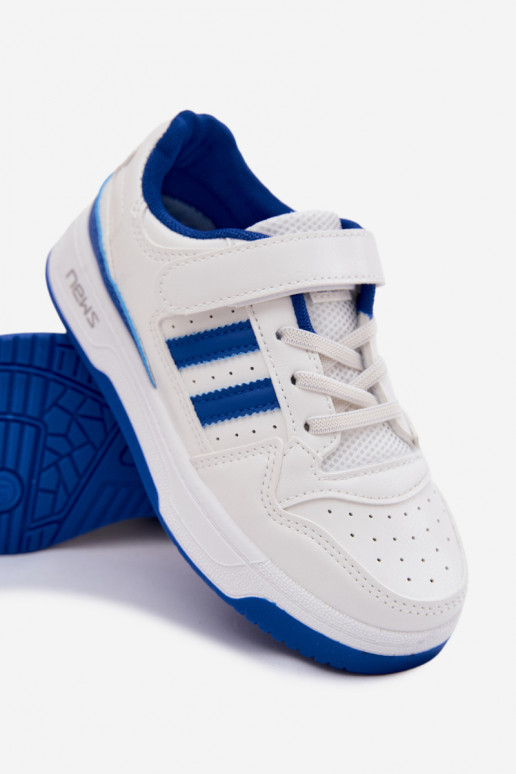 Sneakers per bambini con chiusure adesive bianche-blu Neressa