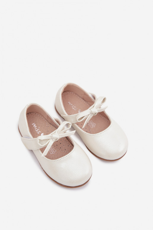 Ballerine per bambini con chiusure adesive e fiocchi color avorio Drippy