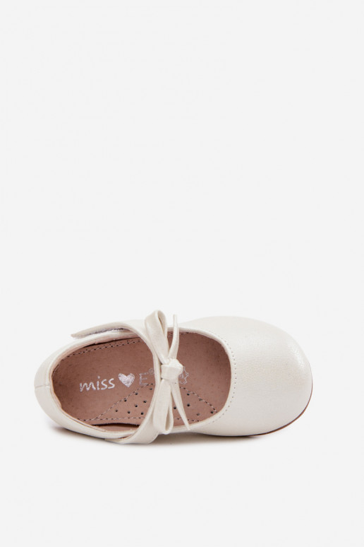 ballerine Infantile con chiusure adesive con nastri colore avorio Drippy