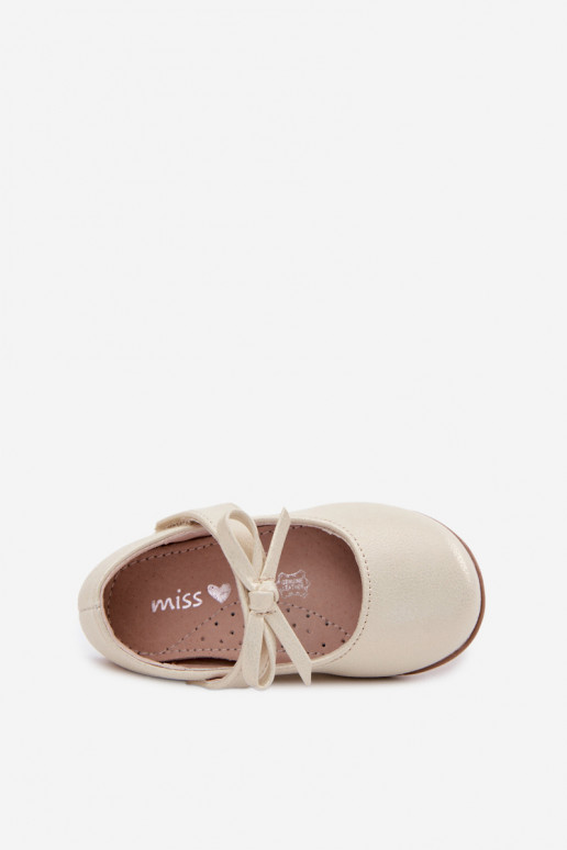ballerine Infantile con chiusure adesive con nastri beige Drippy