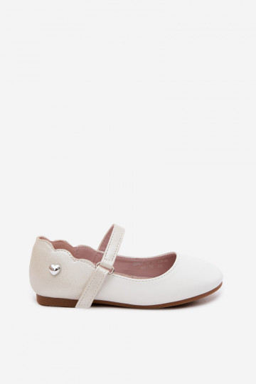 Ballerine per bambini con cinturini e chiusure adesive con cuori bianche Mossy 2