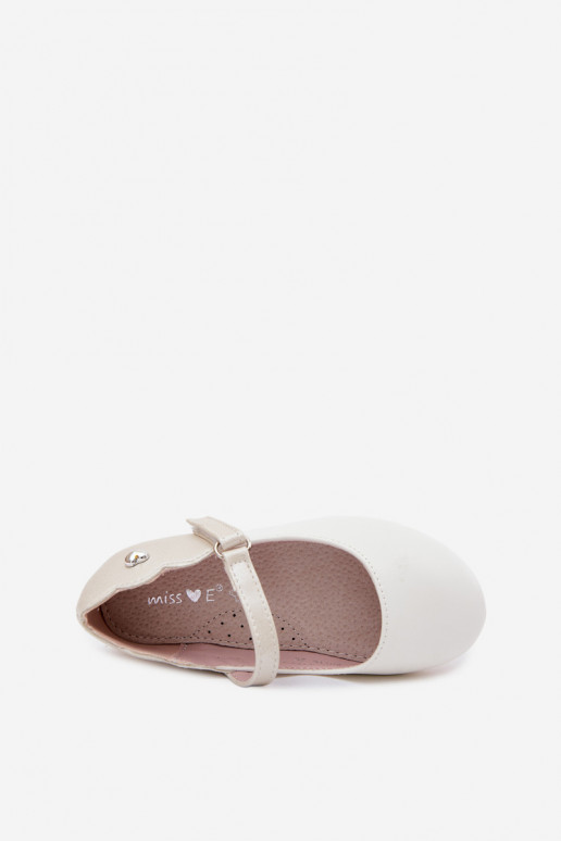 Ballerine per bambini con cinturini e chiusure adesive con cuori bianche Mossy