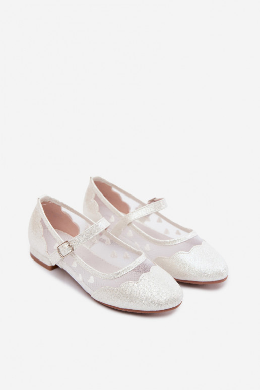 Ballerine lucenti Dla DzieAczynek griglia con i cuori Colore bianco Binky
