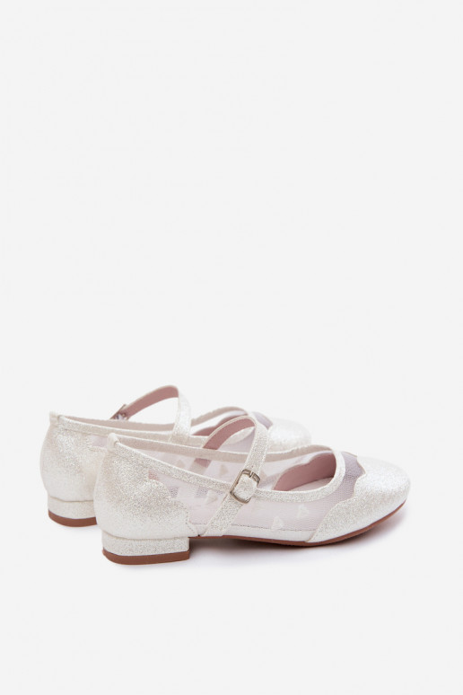 Ballerine lucenti Dla DzieAczynek griglia con i cuori Colore bianco Binky