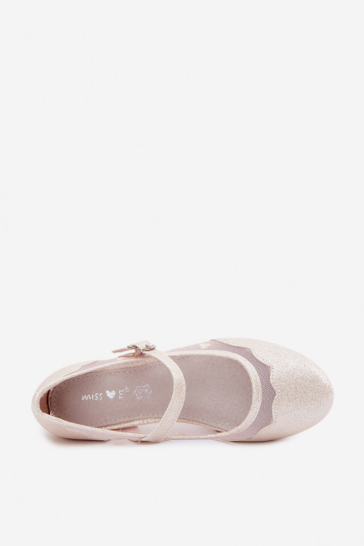 Ballerine lucenti Dla DzieAczynek griglia con i cuori beige Binky
