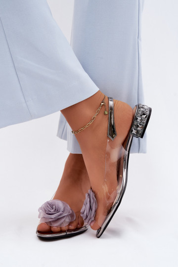 Sandali trasparenti da donna con rosa D&A MR61-9003 grigio