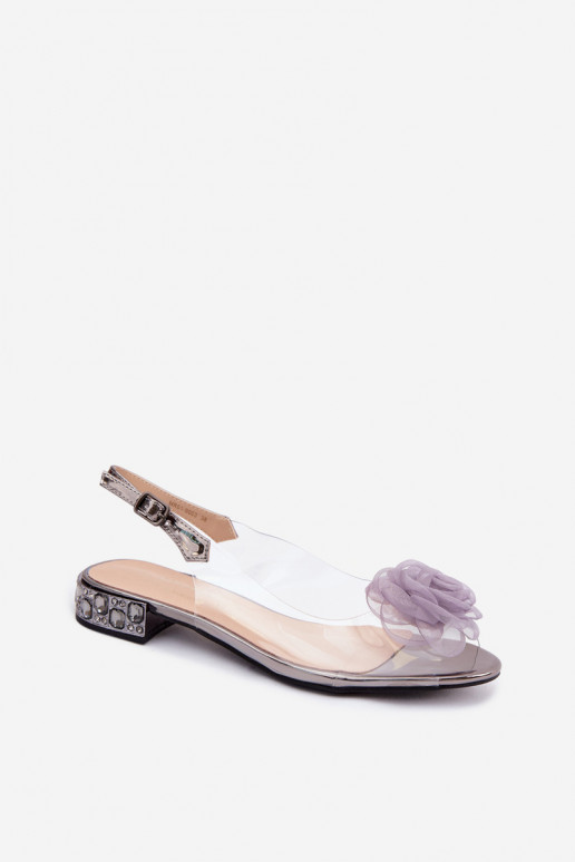 Sandali trasparenti da donna con rosa D&A MR61-9003 grigio