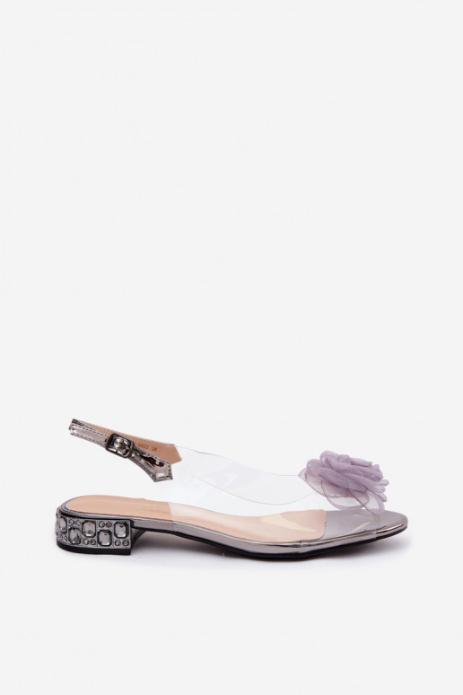 Sandali trasparenti da donna con rosa D&A MR61-9003 grigio