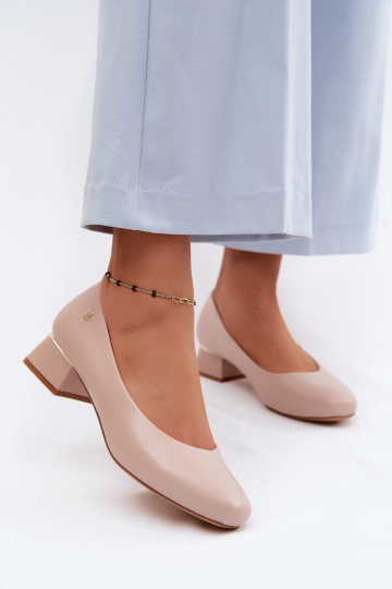 Scarpe con tacco in ecopelle Sergio Leone PB417 color sabbia 2