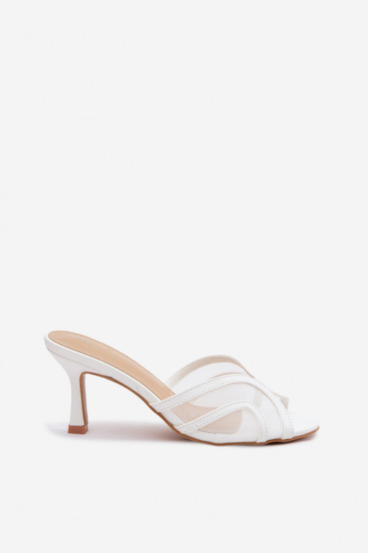Pantofole con i tacchi Typu Szpilka con rete Colore bianco Starla