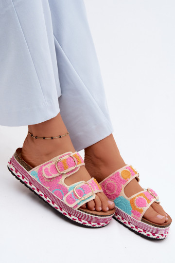SzydełkoAe Pantofole con una piattaforma con fibbie colore rosa Glimma