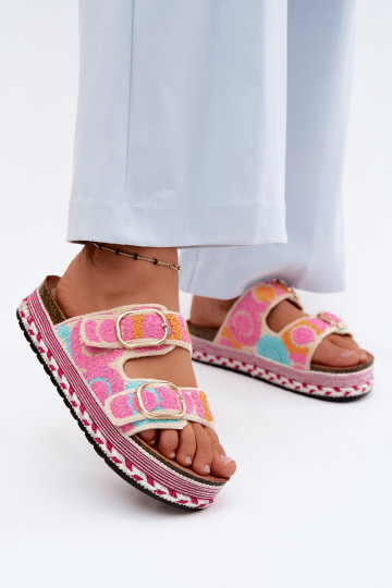 SzydełkoAe Pantofole con una piattaforma con fibbie colore rosa Glimma 2