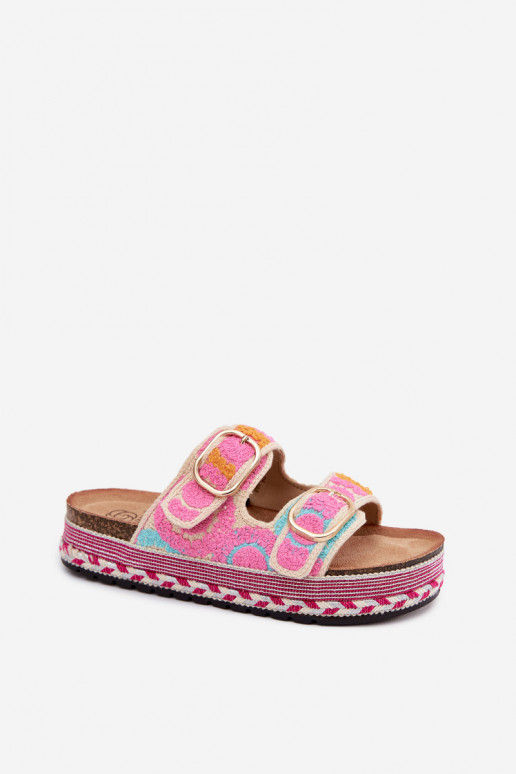 SzydełkoAe Pantofole con una piattaforma con fibbie colore rosa Glimma