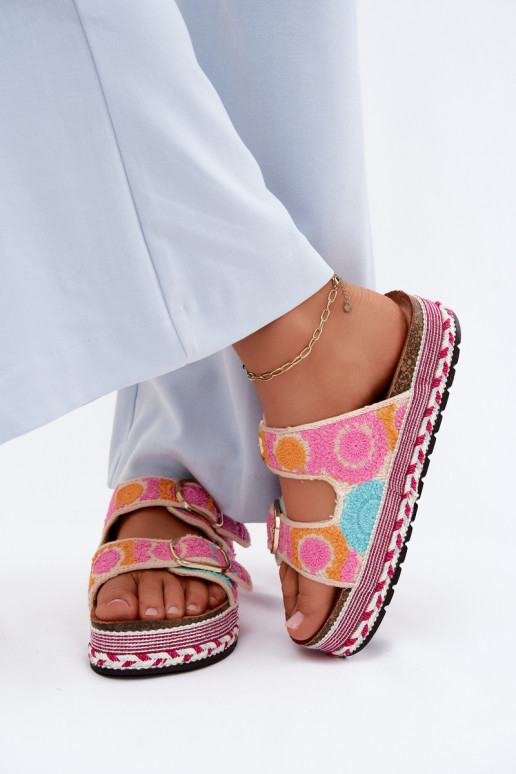 SzydełkoAe Pantofole con una piattaforma con fibbie colore rosa Glimma