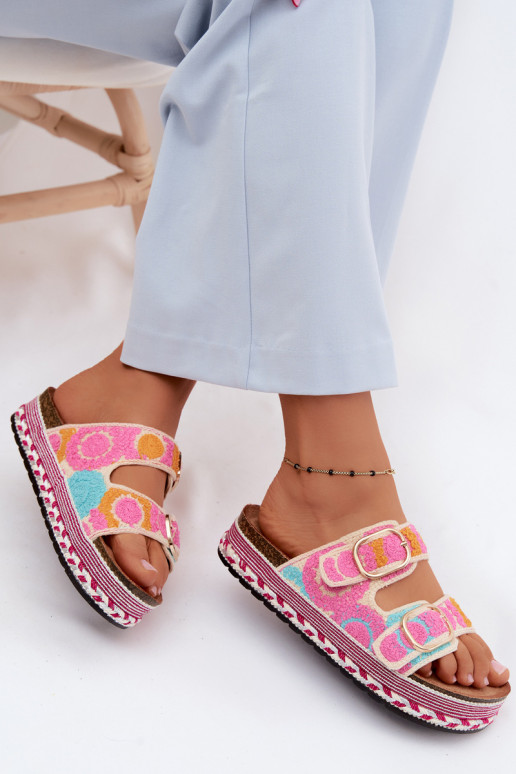 SzydełkoAe Pantofole con una piattaforma con fibbie colore rosa Glimma