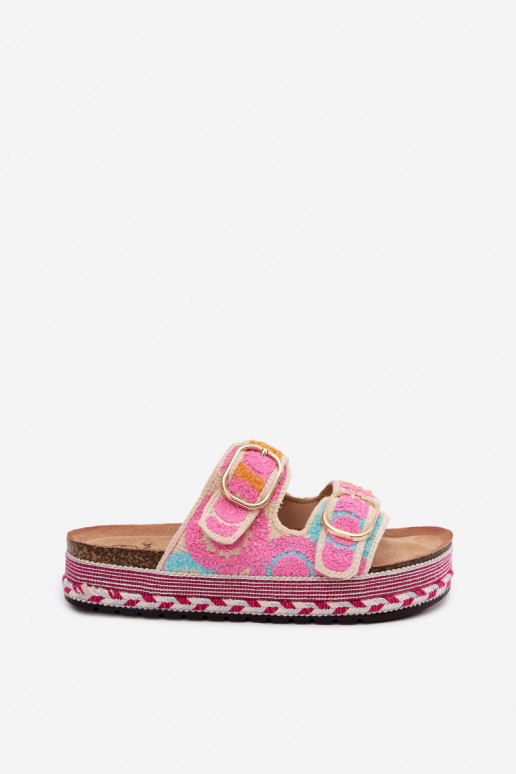 SzydełkoAe Pantofole con una piattaforma con fibbie colore rosa Glimma