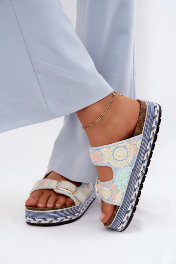 SzydełkoAe Pantofole con una piattaforma con fibbie colore blu Glimma 2