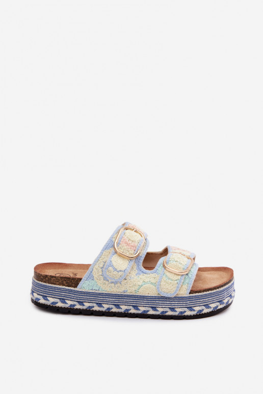 SzydełkoAe Pantofole con una piattaforma con fibbie colore blu Glimma