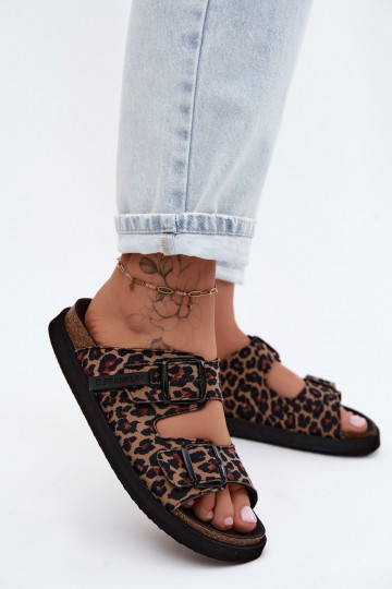 Pantofole con piattaforma da donna D.Franklin DFSH407011 con stampa leopardata
