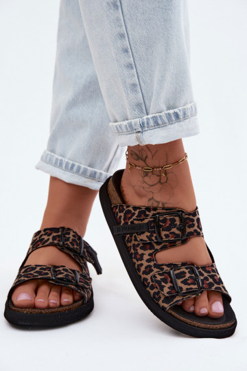 Pantofole con piattaforma da donna D.Franklin DFSH407011 con stampa leopardata 2