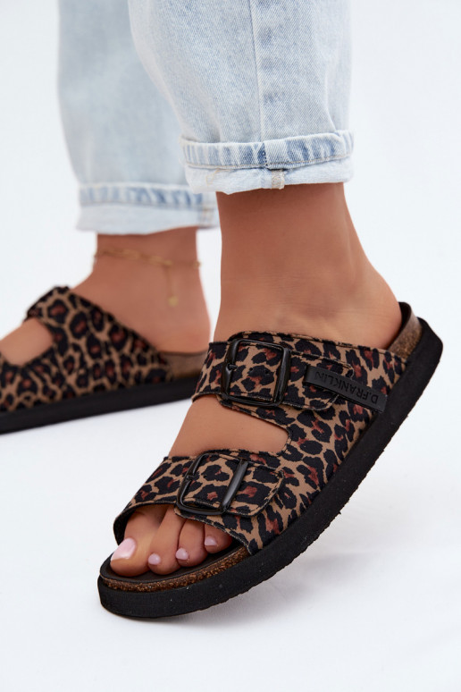 Pantofole con piattaforma da donna D.Franklin DFSH407011 con stampa leopardata