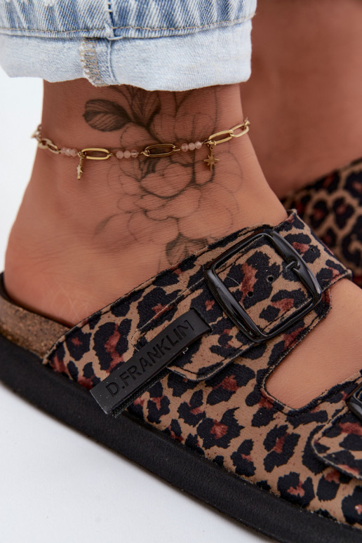 Pantofole con piattaforma da donna D.Franklin DFSH407011 con stampa leopardata