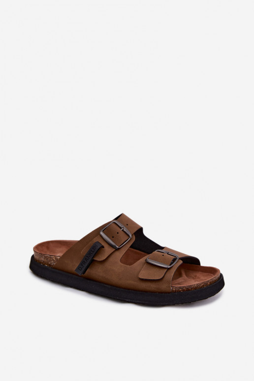 Pantofole in pelle per uomo con fibbie D.Franklin DFSH407017 colore marrone