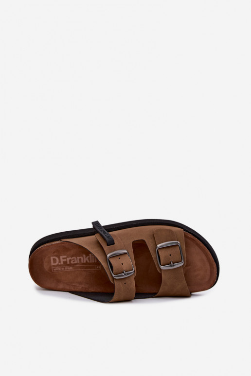 Pantofole in pelle per uomo con fibbie D.Franklin DFSH407017 colore marrone