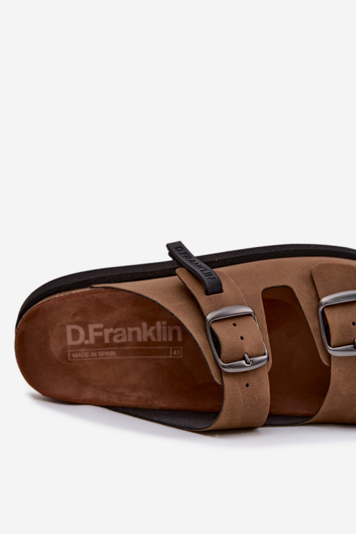 Pantofole in pelle per uomo con fibbie D.Franklin DFSH407017 colore marrone