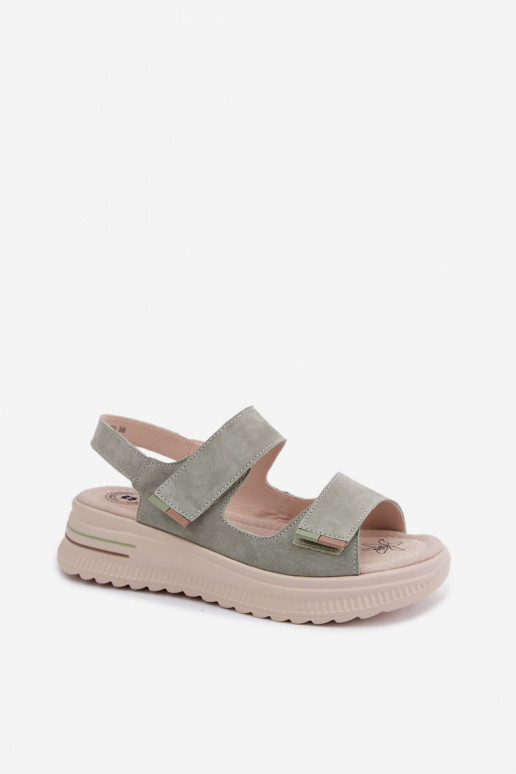 Pelle Sandali da donna in camoscio con una piattaforma colore verde Peria