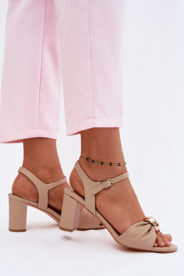Sandali da donna in ecopelle con tacco color sabbia Spella 2
