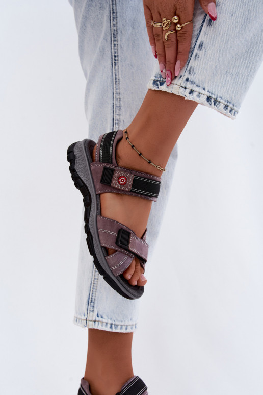 Pelle Sandali da donna in camoscio con chiusure adesive LaAendoAe Blingy