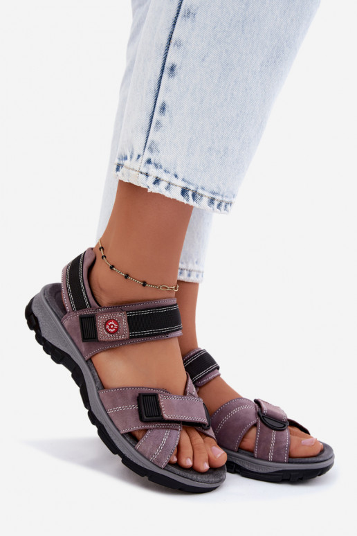 Pelle Sandali da donna in camoscio con chiusure adesive LaAendoAe Blingy