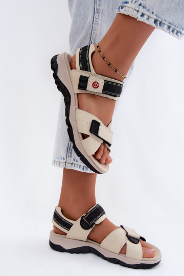 Sandali da donna con chiusure adesive color sabbia Blingy