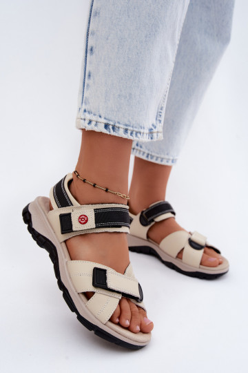 Sandali da donna con chiusure adesive color sabbia Blingy 2